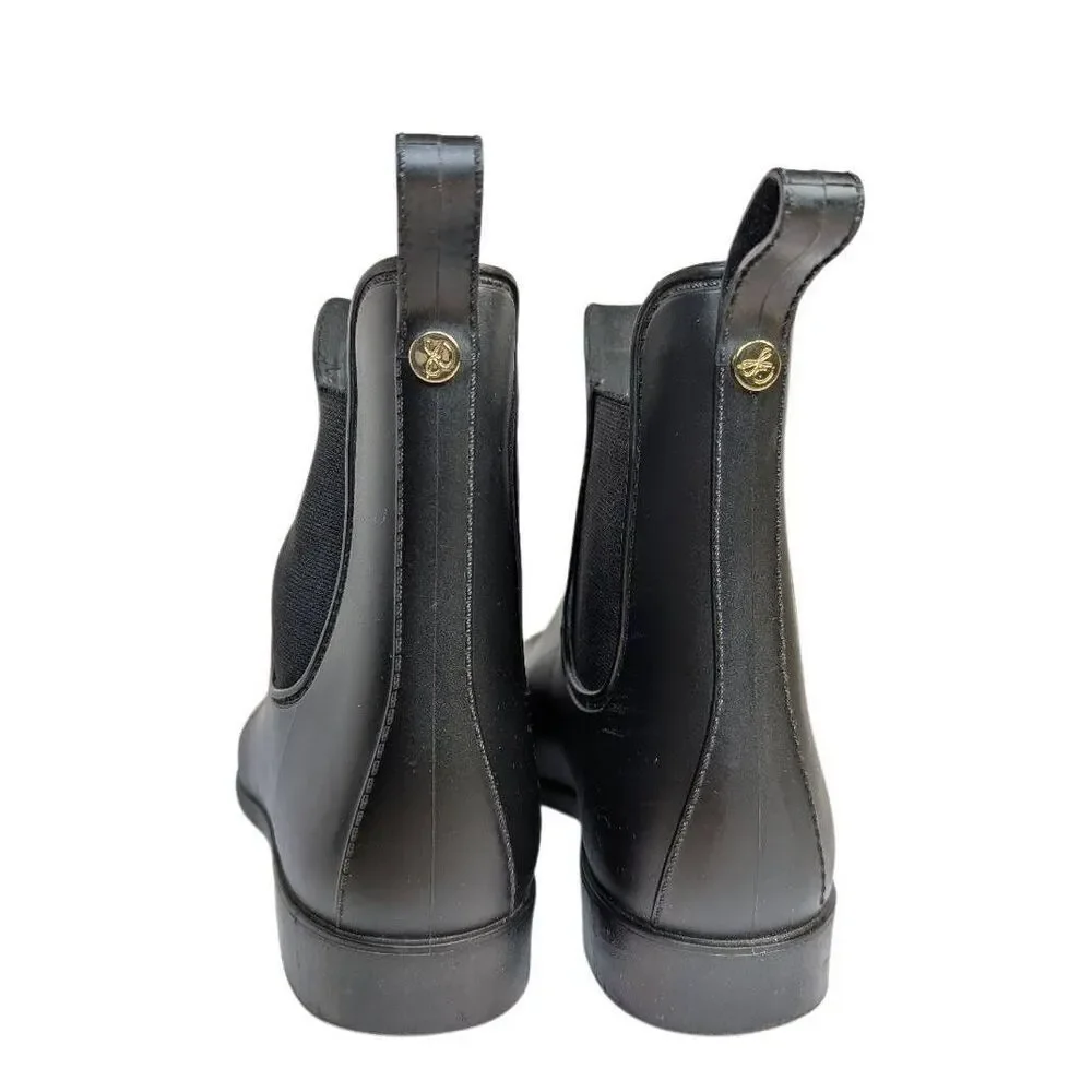 Sam Edelman Black matte tinsley ankle rainboots waterproof booties womens 8